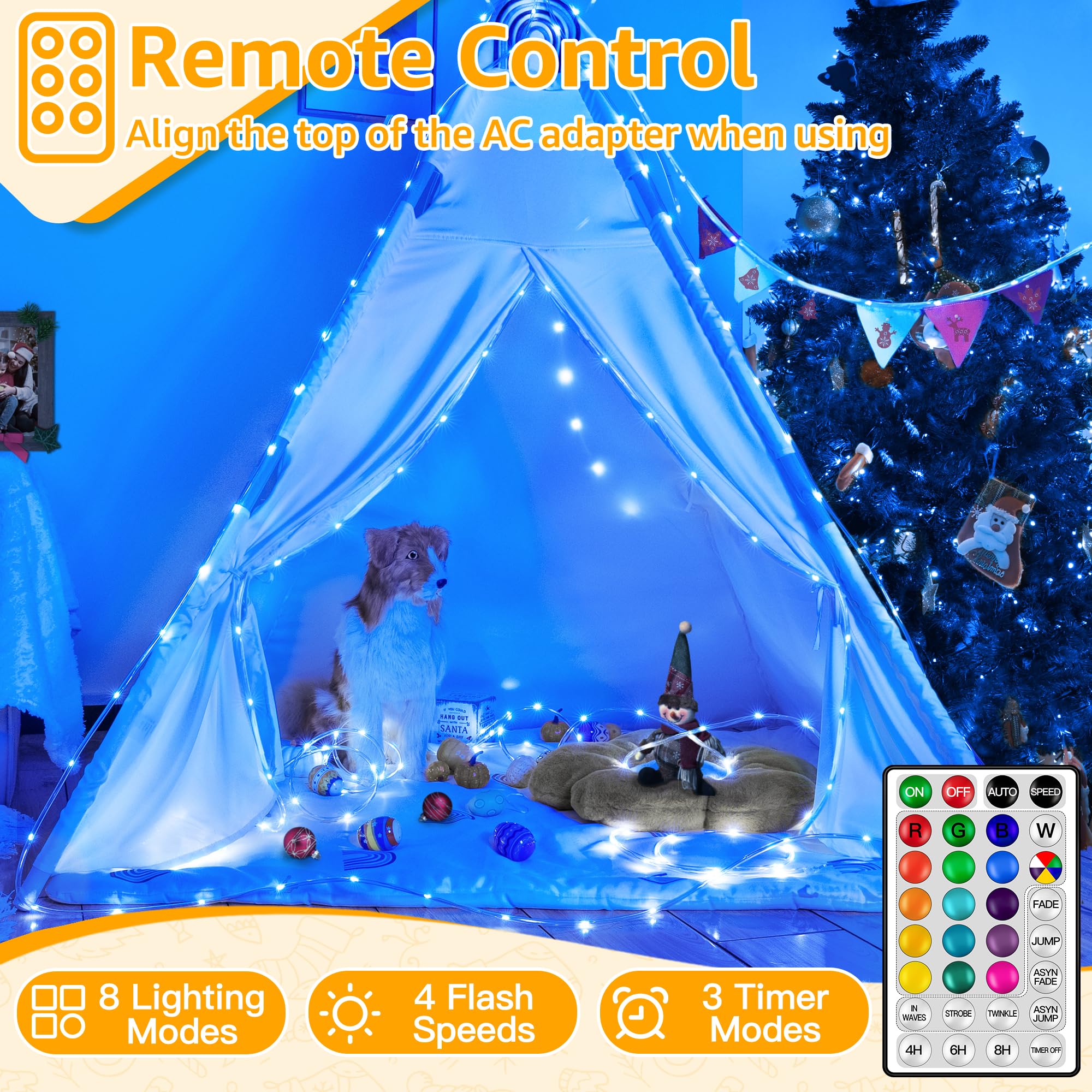Ollny IP68 waterproof rope lights withstand rain, wind, and snow.
