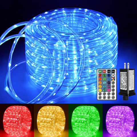 Ollny rope lights on a 33 ft outdoor porch with vibrant multicolor glow