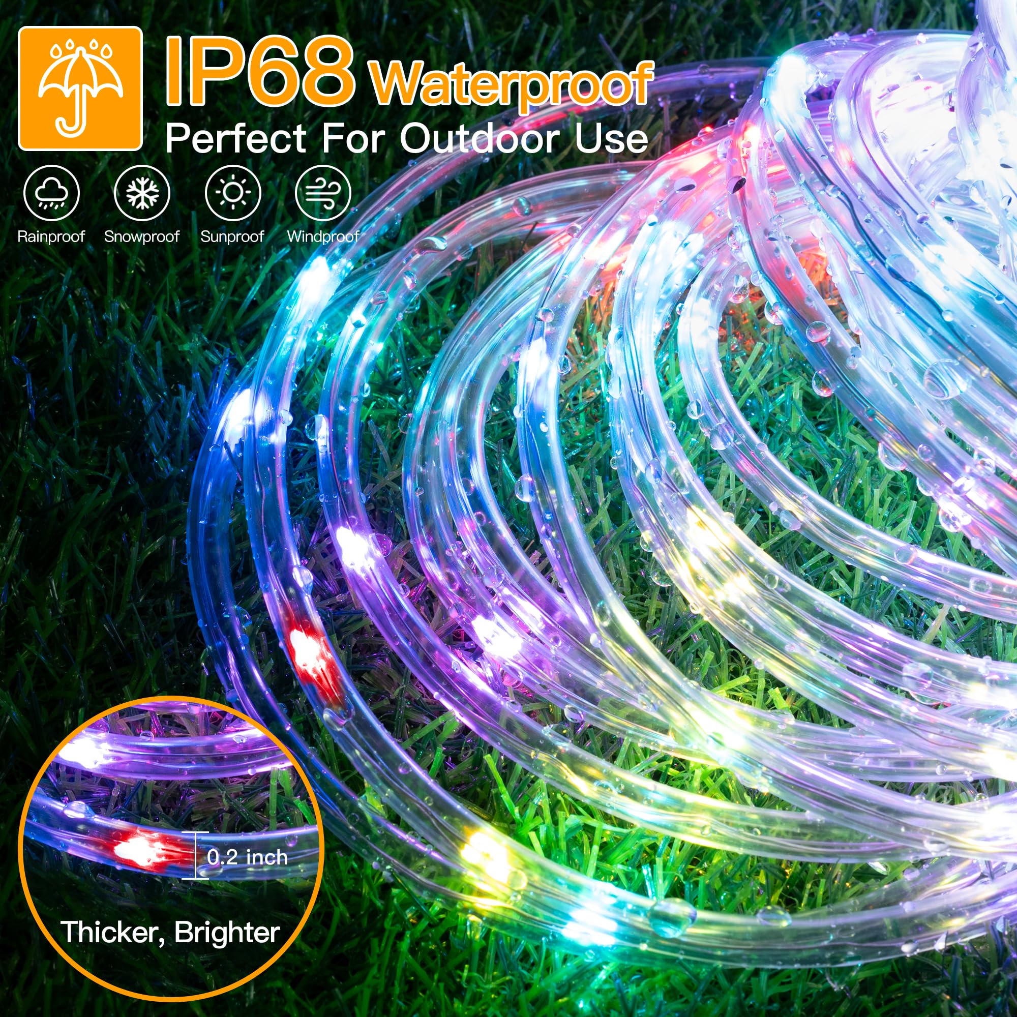 Ollny rope lights showing eight lighting modes for ambiance