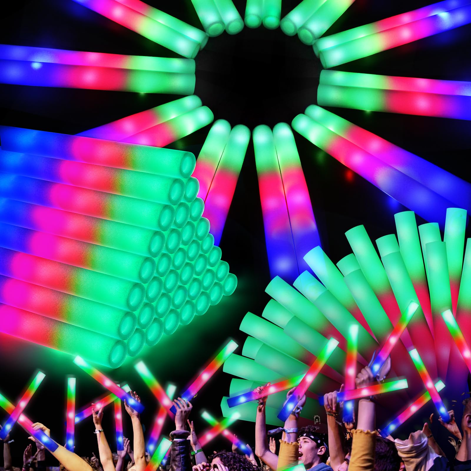 OLUPP foam glow sticks bulk pack ready for party lighting.