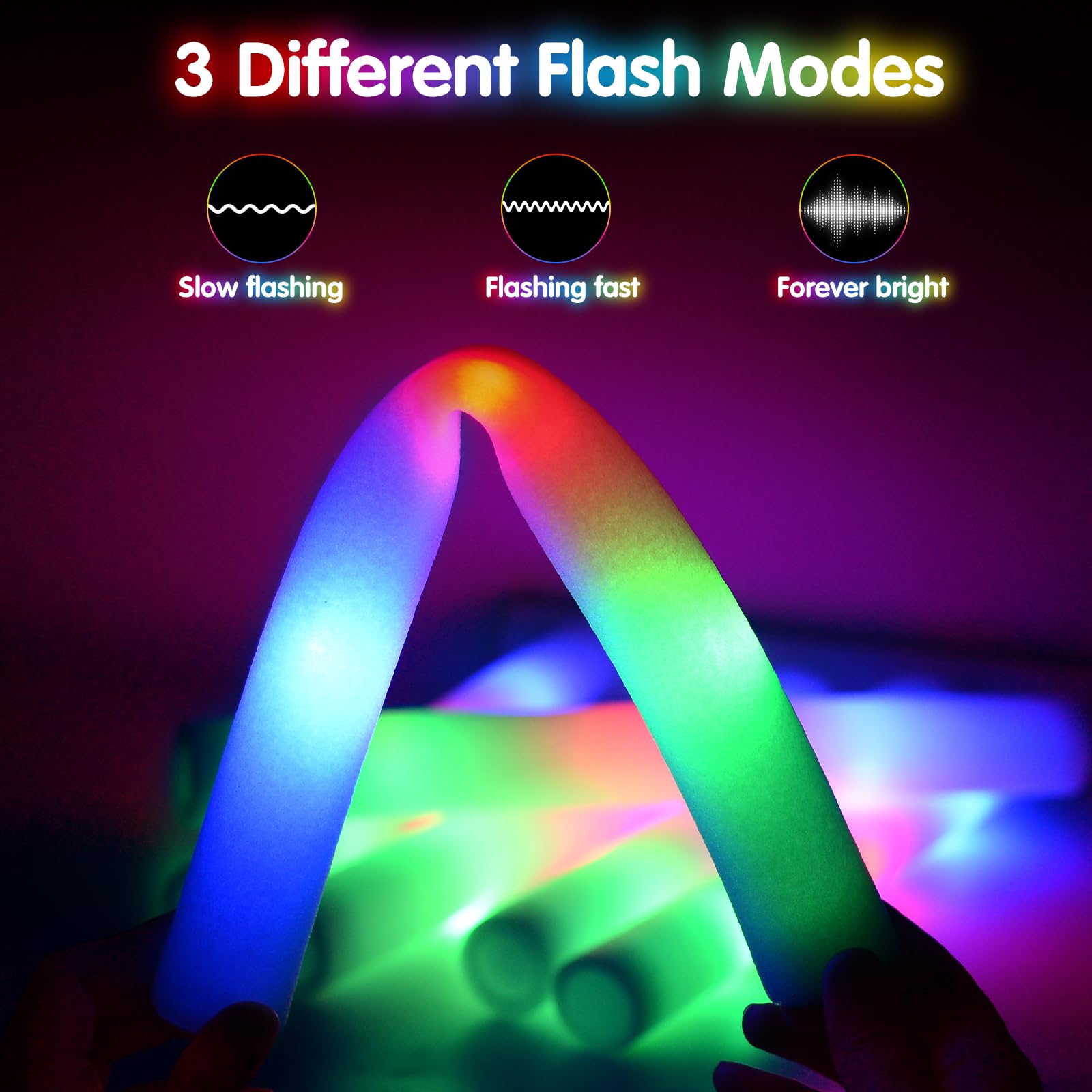 OLUPP LED foam sticks long-lasting brightness lasts 7+ hours.