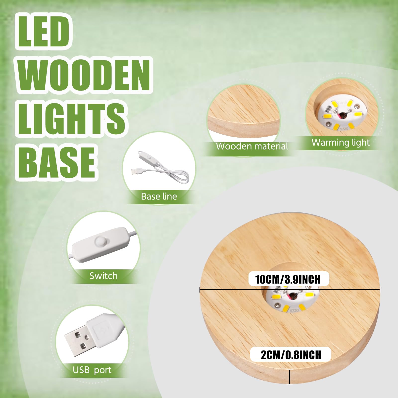 Olutacot round wooden display base 3.9 inches showcases crystals beautifully under gentle light