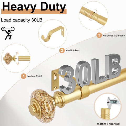 OLV heavy-duty 1-inch rod provides sturdy support for drapery