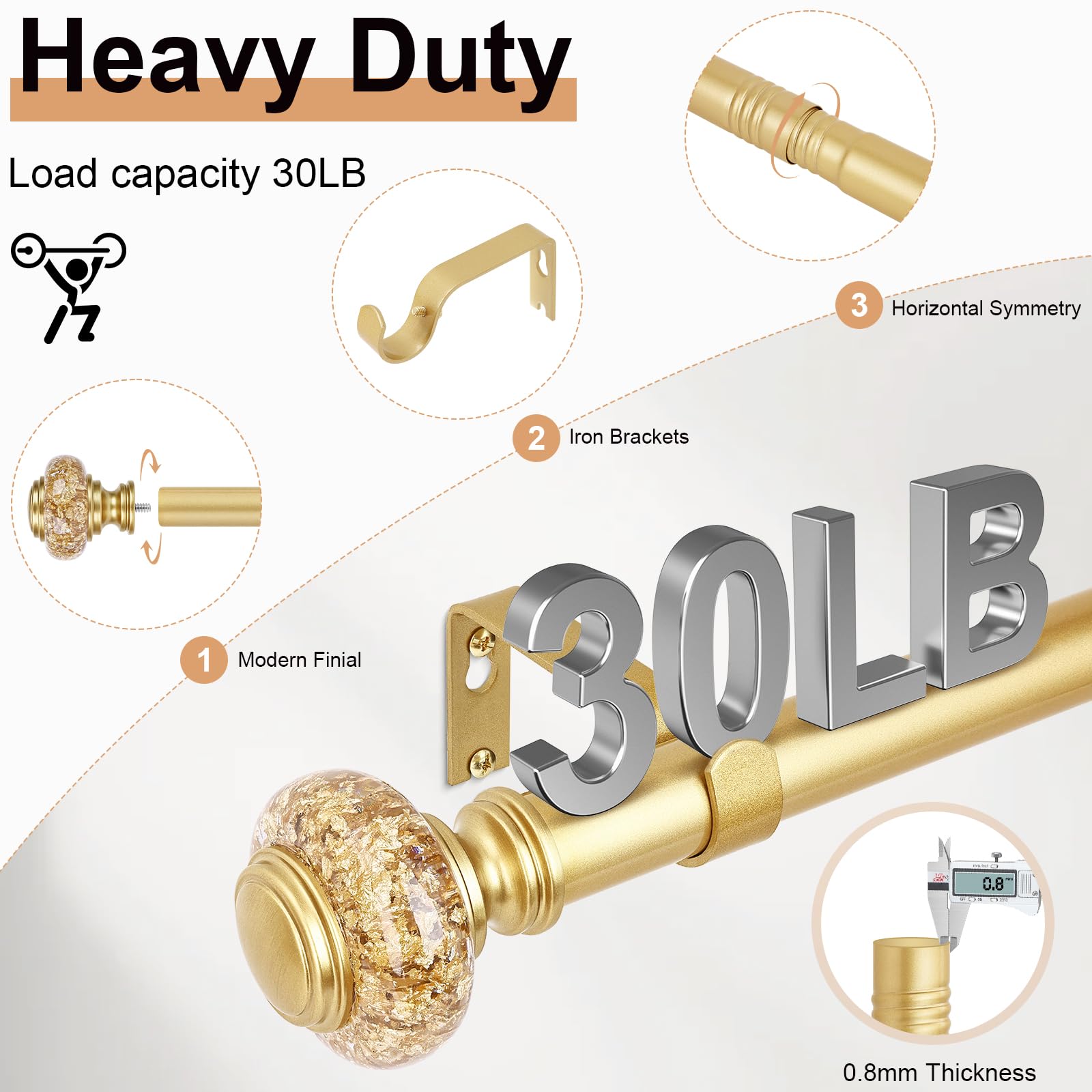 OLV 1-inch-diameter rod shows sturdy construction for heavy drapes
