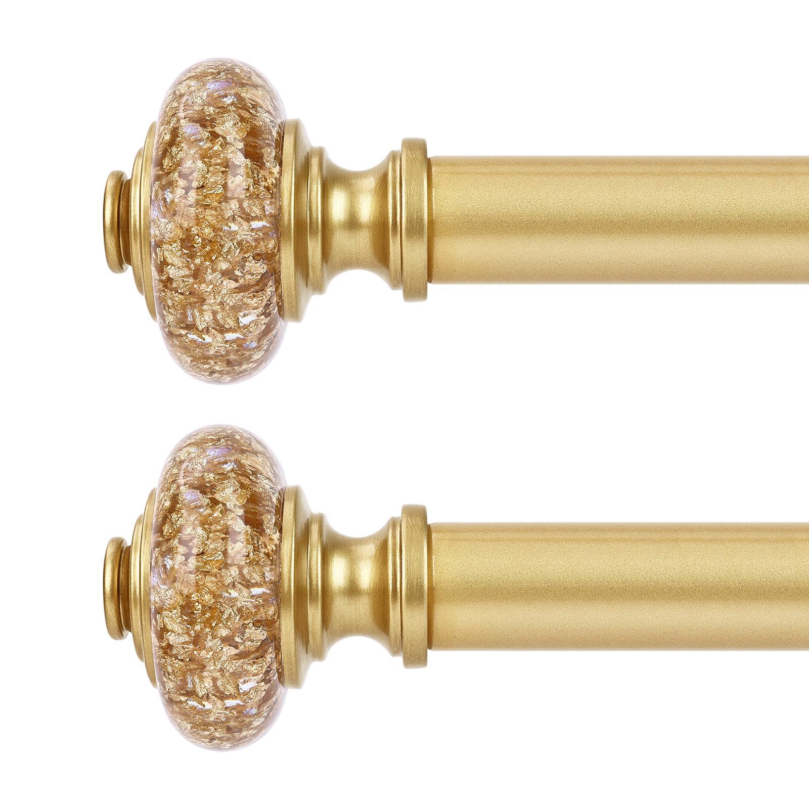 OLV 2-pack gold curtain rods shown on window for versatile farmhouse styling