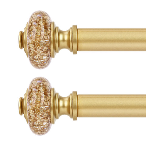 OLV 2-pack gold curtain rods shown on window for versatile farmhouse styling