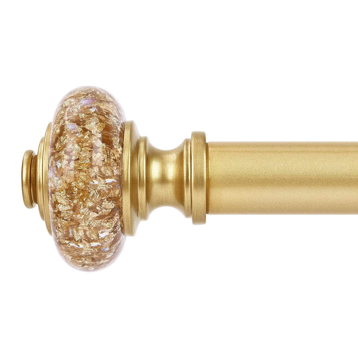 OLV gold curtain rod assembly shown for quick, stylish setup