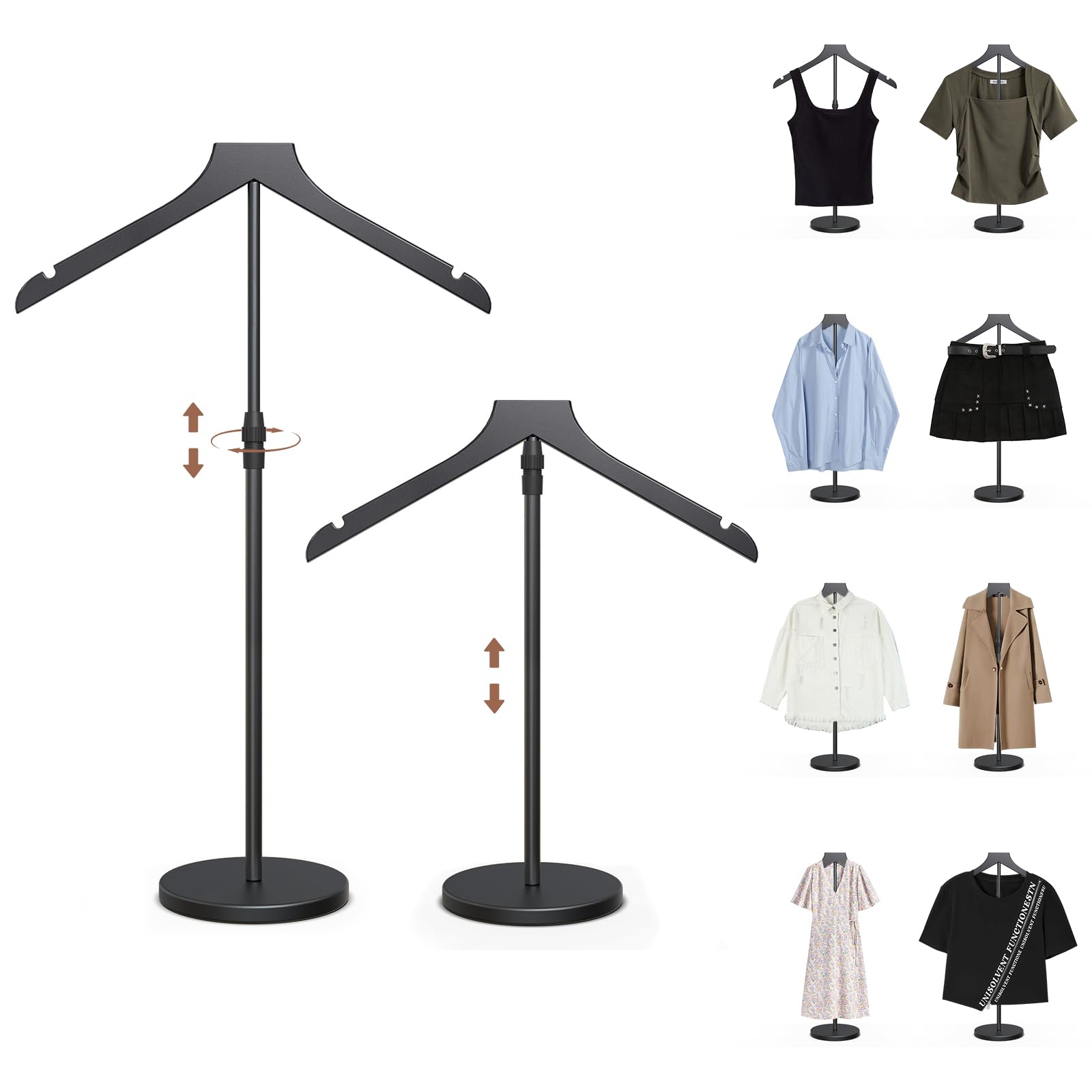 OLV two-pack shirt display stand base provides a stable foundation for garments.