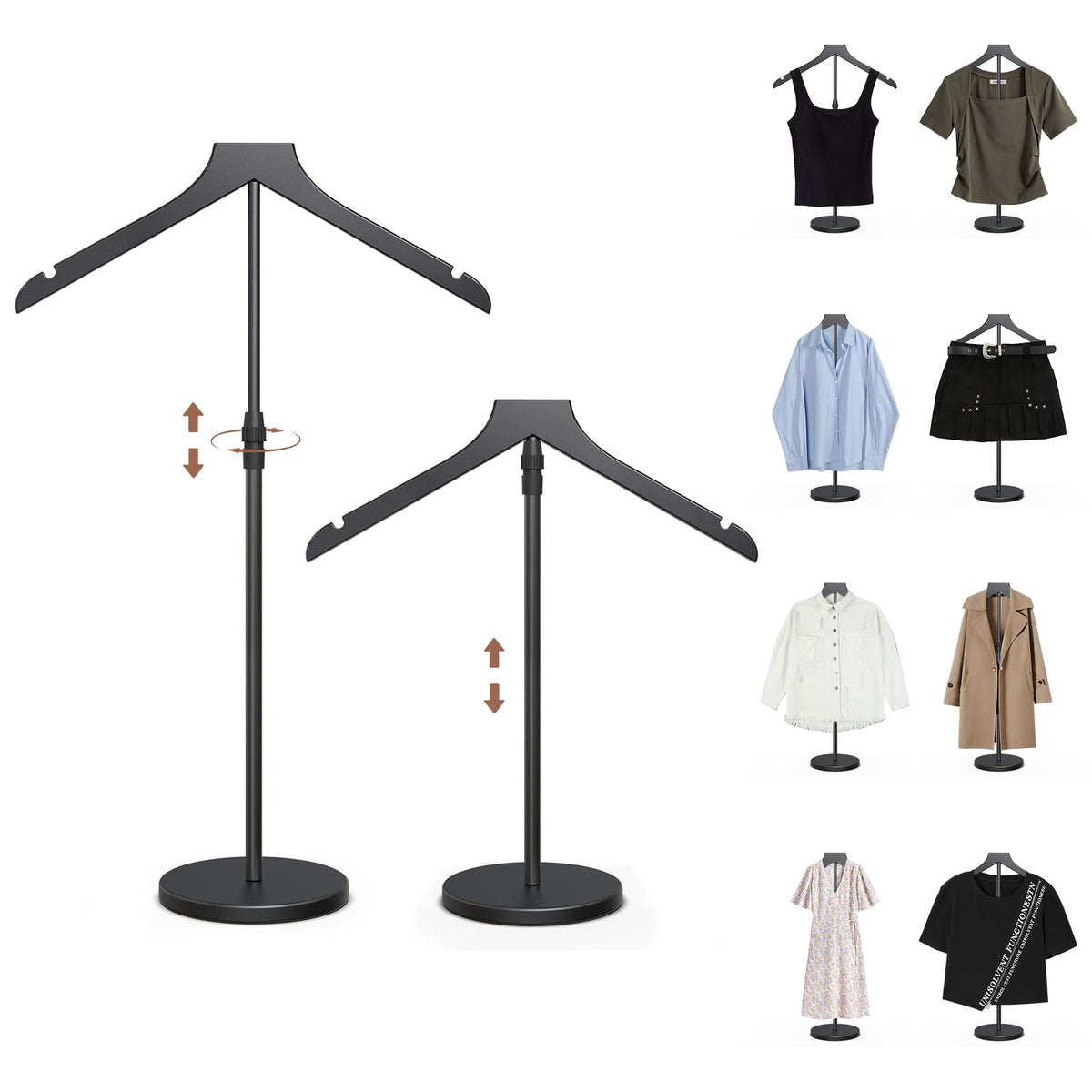 OLV two-pack shirt display stand base provides a stable foundation for garments.