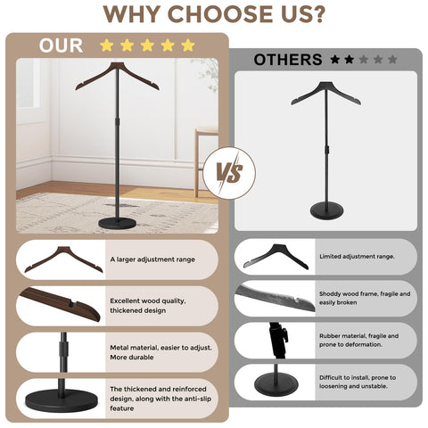OLV walnut wood hanger adds upscale touch to clothing displays