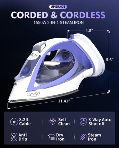 OMAIGA ceramic soleplate gliding over fabrics with precision
