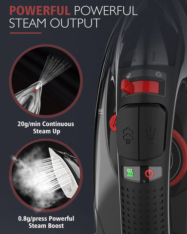 OMAIGA cordless iron with large 350ml water tank for fewer refills