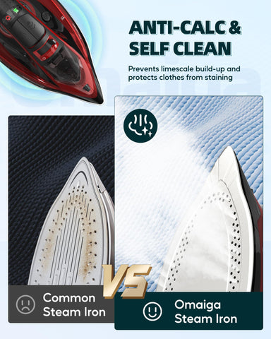 OMAIGA 1500W steam burst for stubborn wrinkles