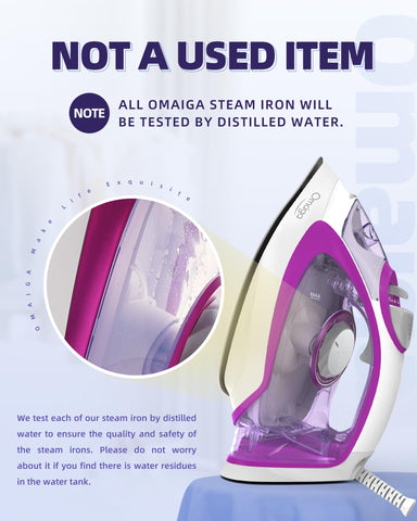OMAIGA steam iron helping smooth shirts, pants, dresses, and curtains.