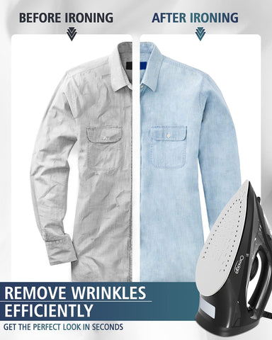 OMAIGA steam iron fabric settings with three adjustable temperatures