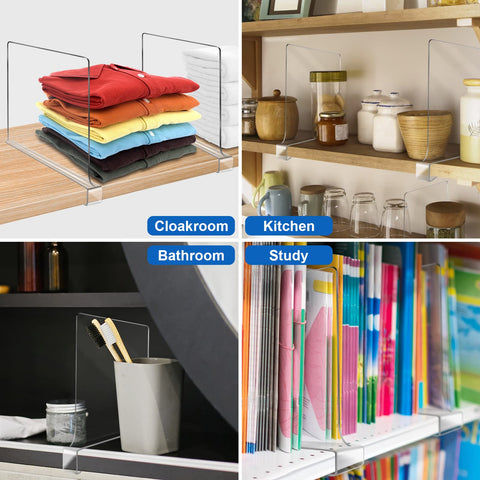 OMGelic acrylic shelf divider clear close-up shows smooth edges for safe, snag-free shelf separation.