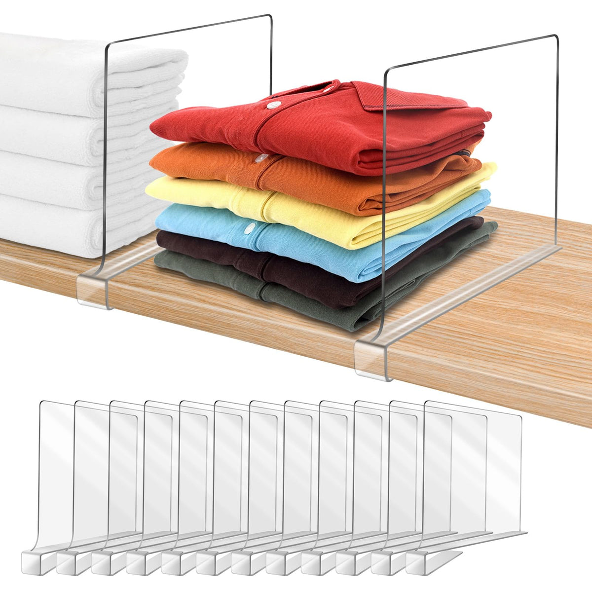 OMGelic acrylic shelf divider clear front for organized closet shelves
