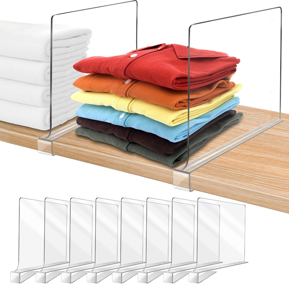 OMGelic 12-inch tall clear shelf divider for tidy closets