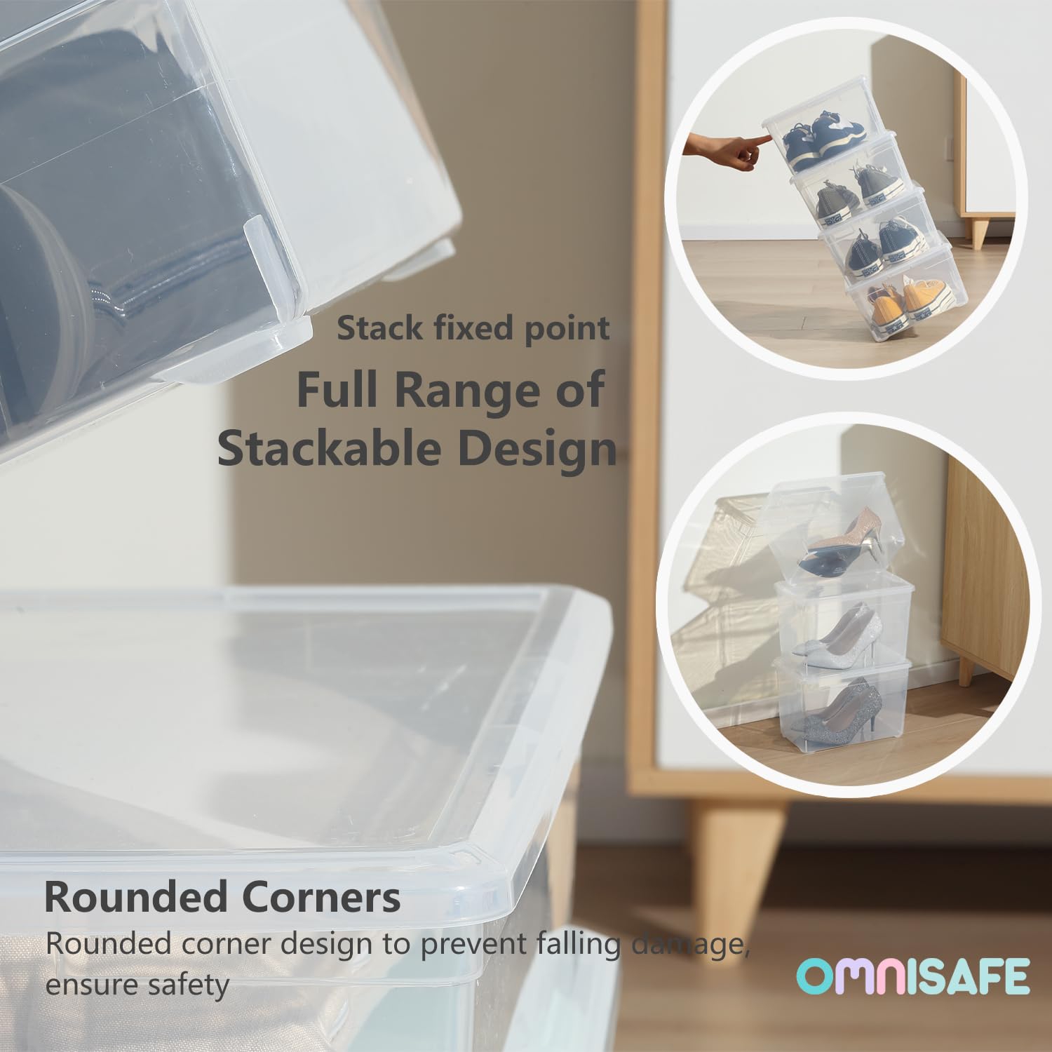 OMNISAFE nestable design transparent box saves space when not in use