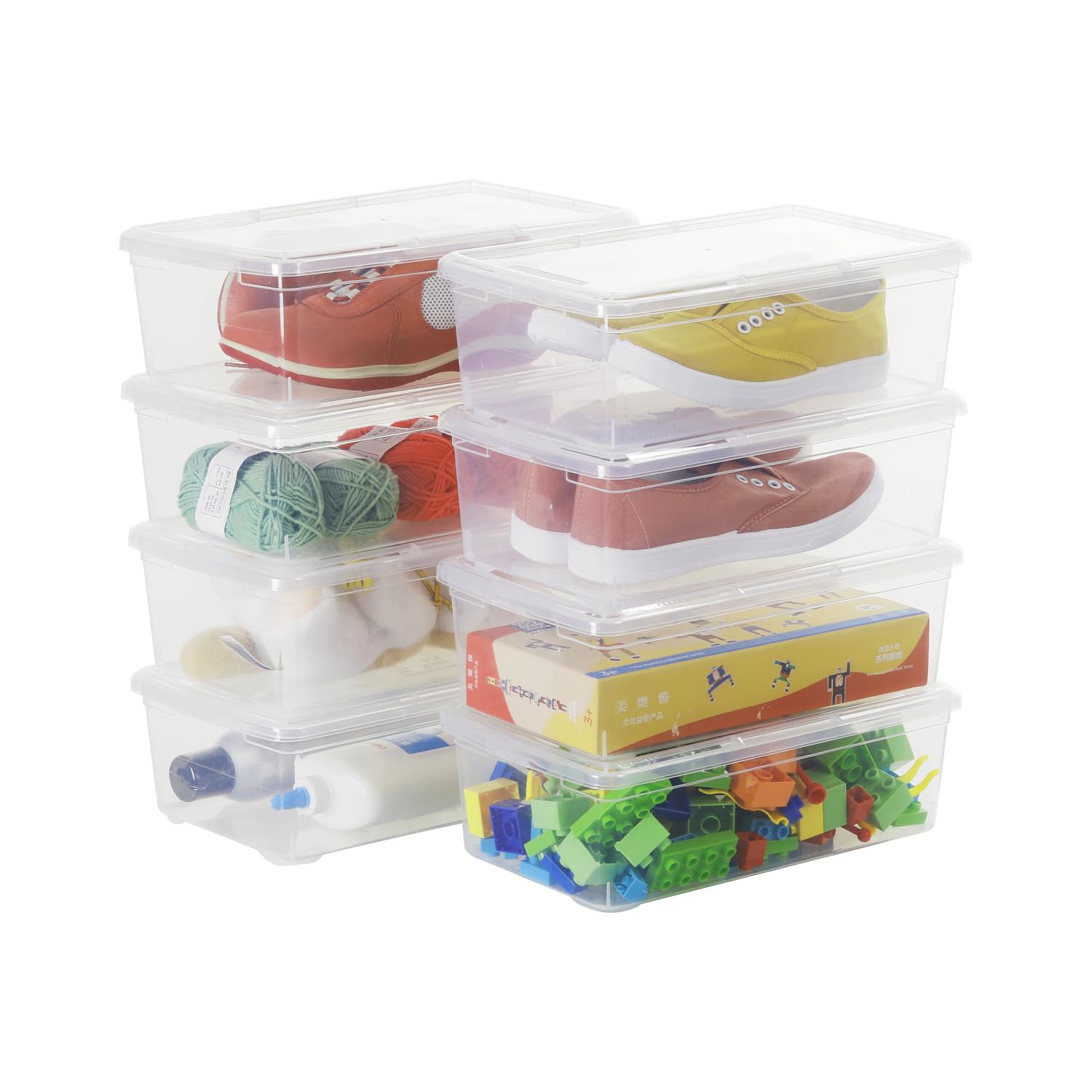 OMNISAFE shoebox see-through design for quick shoe finding and organized closet.