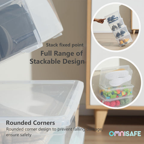 OMNISAFE shoebox tapered nestable form maximizes storage when not in use.