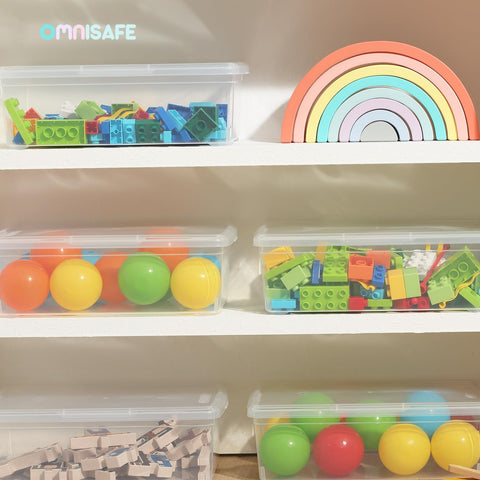 OMNISAFE shoebox under-bed storage keeps footwear neat and accessible.