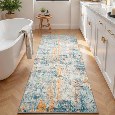 Ompaa plush-fiber rug offers soft texture for barefoot comfort.