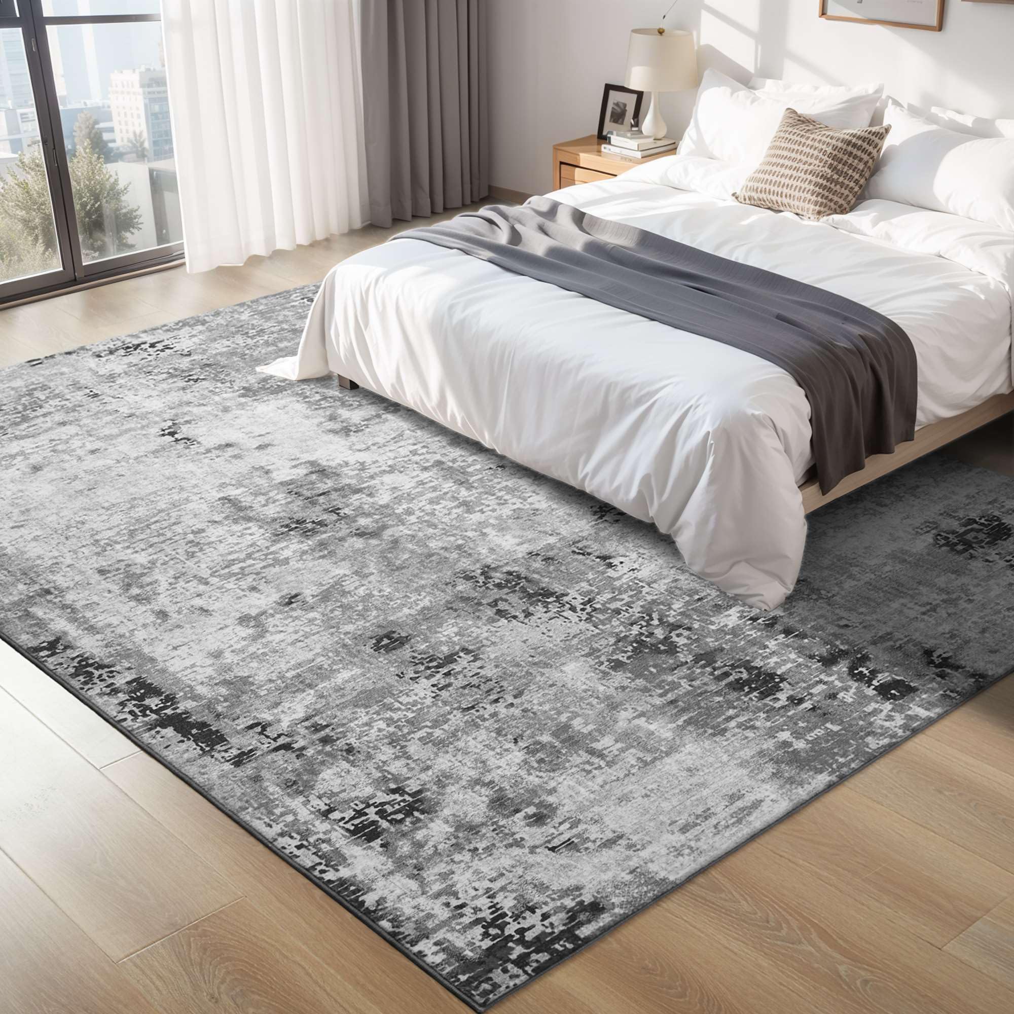 Ompaa boho abstract rug with plush pattern adds cozy texture to rooms