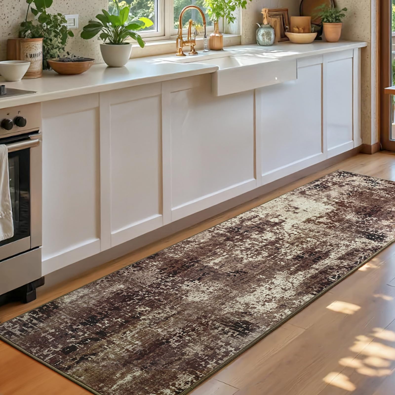 Ompaa 2x6 brown rug runner adds soft comfort to bedrooms with plush texture.