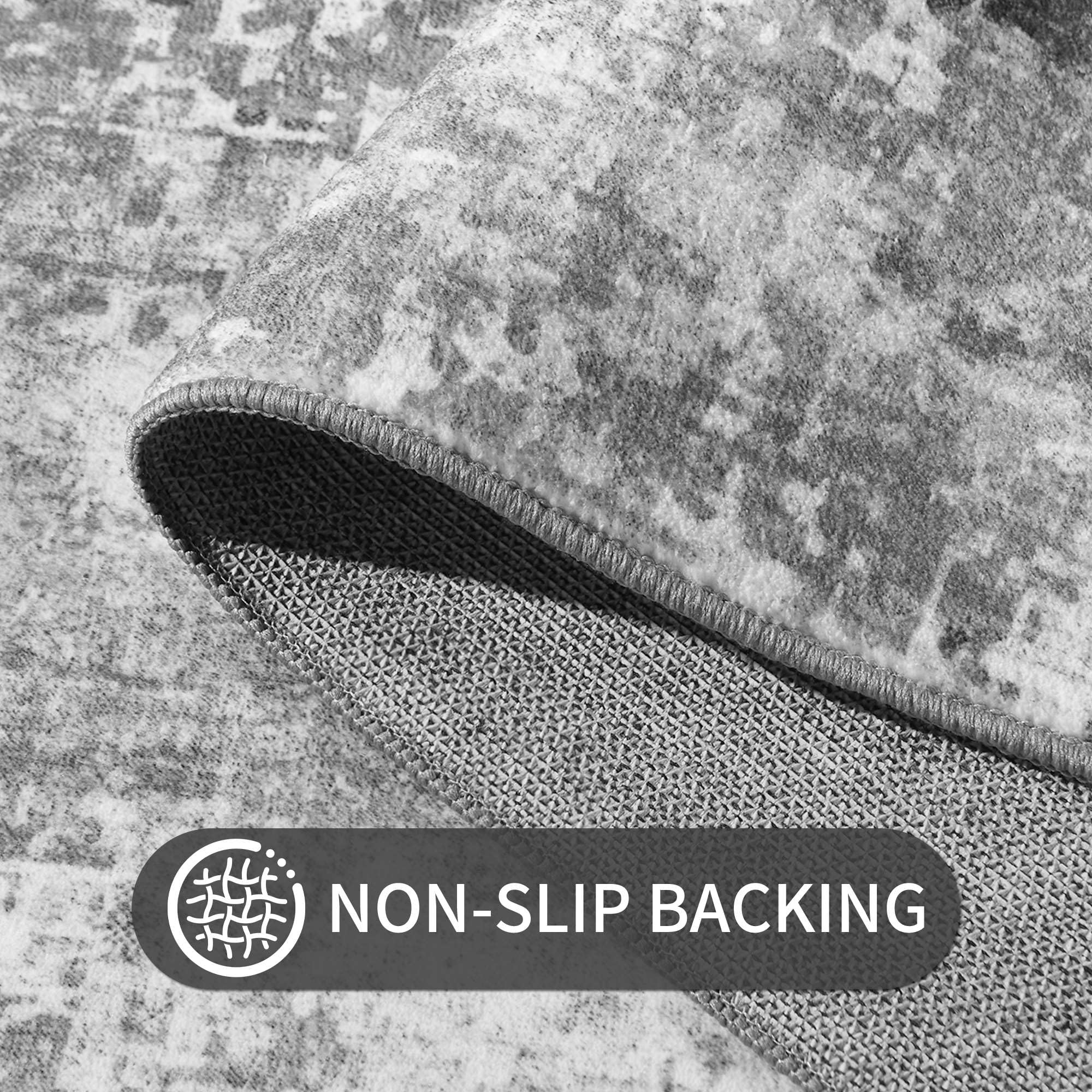 Ompaa Entryway Rug low-pile design fits under furniture.