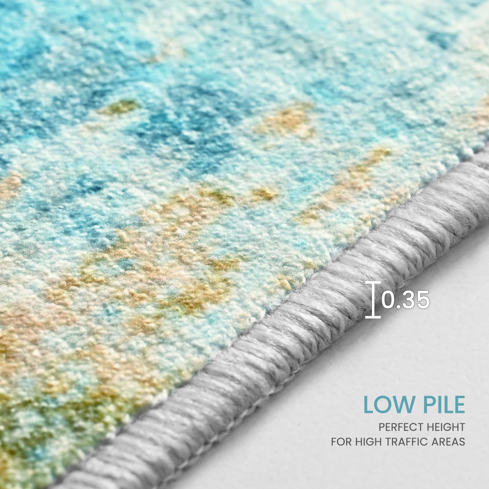 Ompaa boho rug creates focal point while remaining easy to maintain.