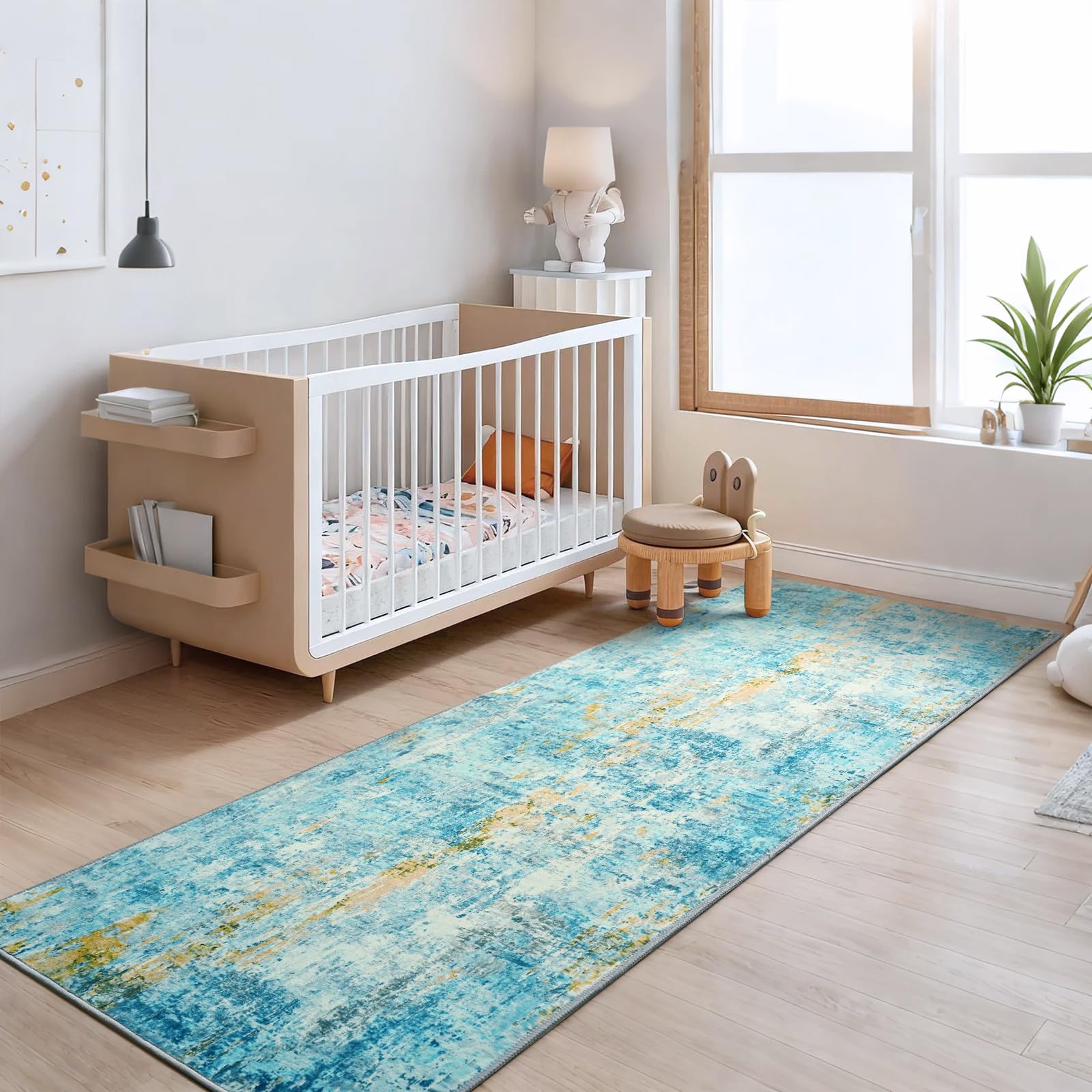 Ompaa Hallway runner with abstract pattern adds contemporary style.