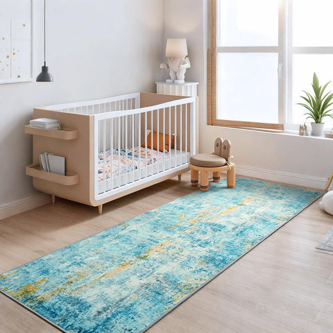 Ompaa Hallway runner with abstract pattern adds contemporary style.