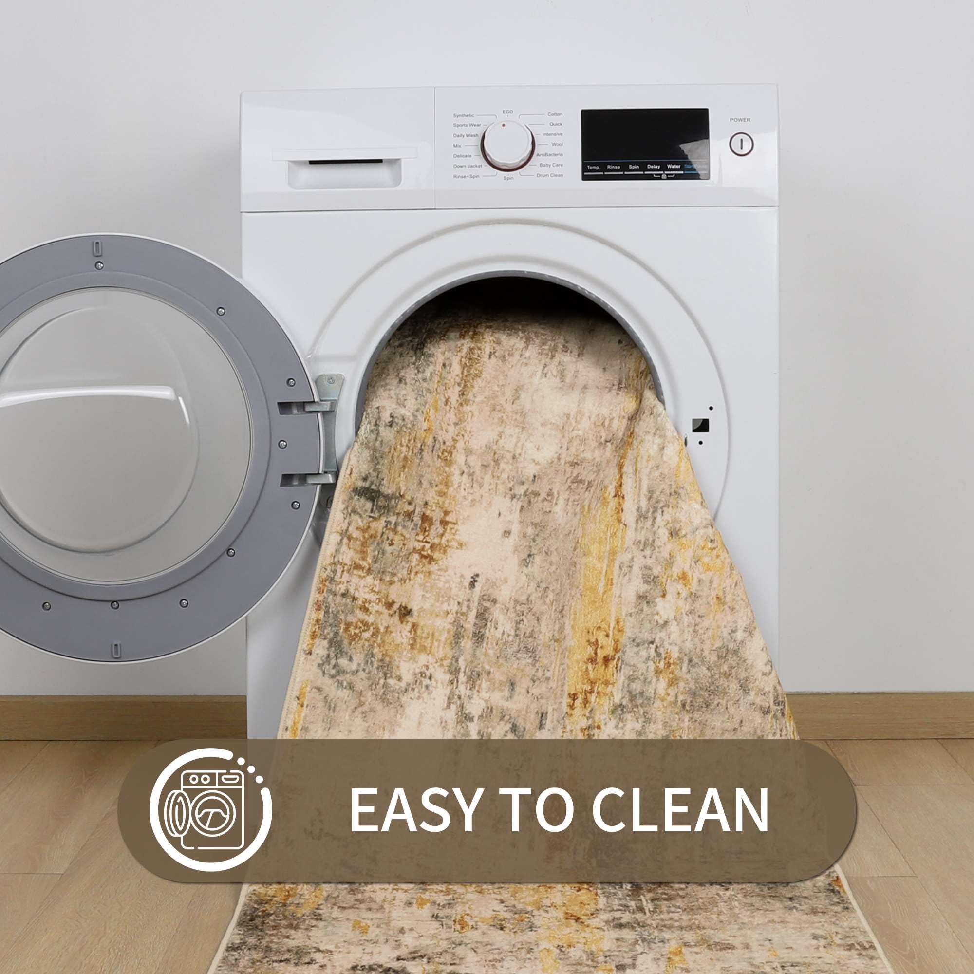Ompaa washable runner simplifies stain removal and keeps high-traffic areas fresh.