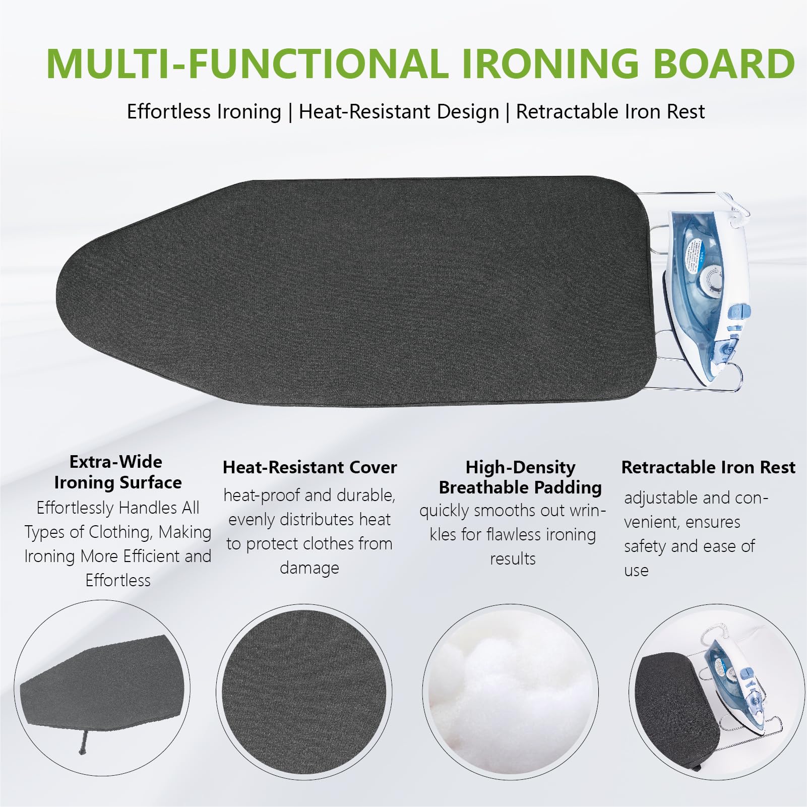 OMUACHIP non-slip silicone feet prevent sliding during ironing