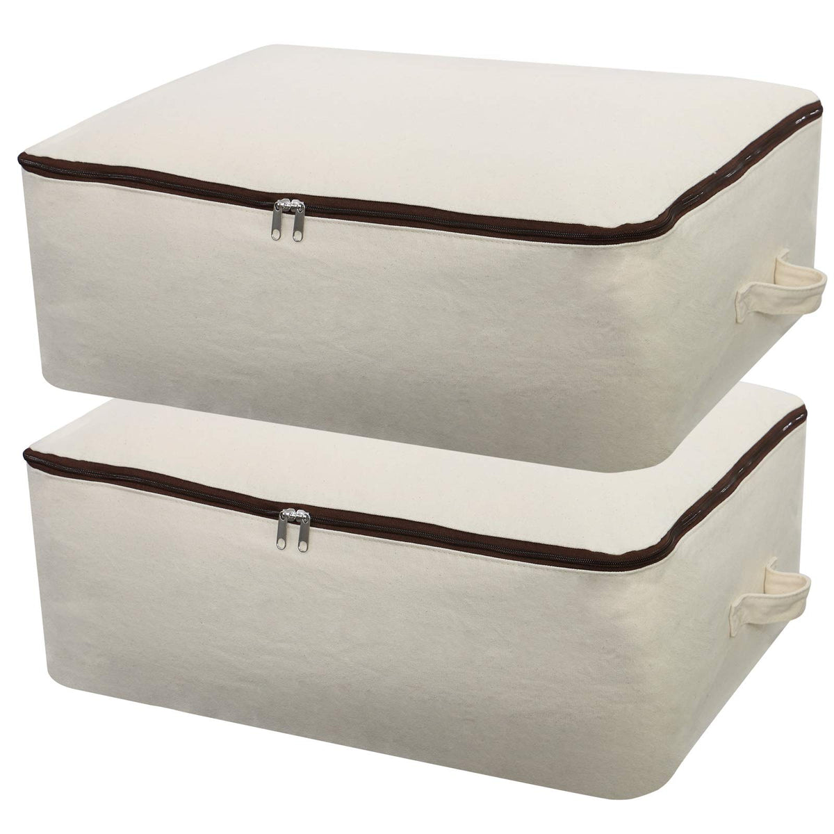 Omygarden 2pcs canvas storage bag beige packaging shows durable bedding organization