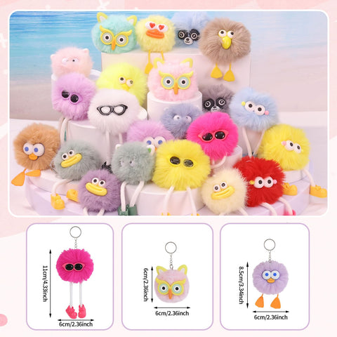 OMyFav soft plush keychain close-up, durable metal ring for daily kid use.