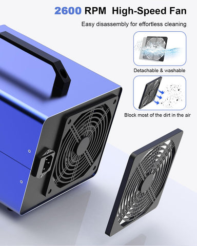 ONAMOR ozone generator fan diffusion demonstrates rapid ozone distribution for fast odor neutralization.