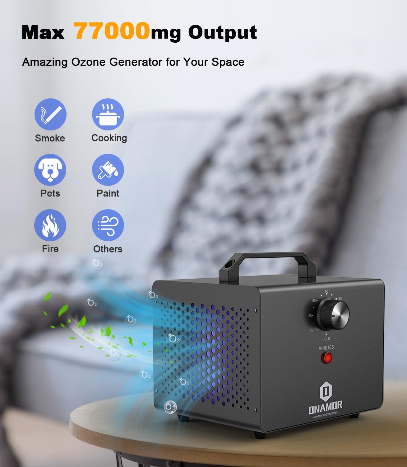 ONAMOR control-panel view with timer and HOLD mode for flexible setups