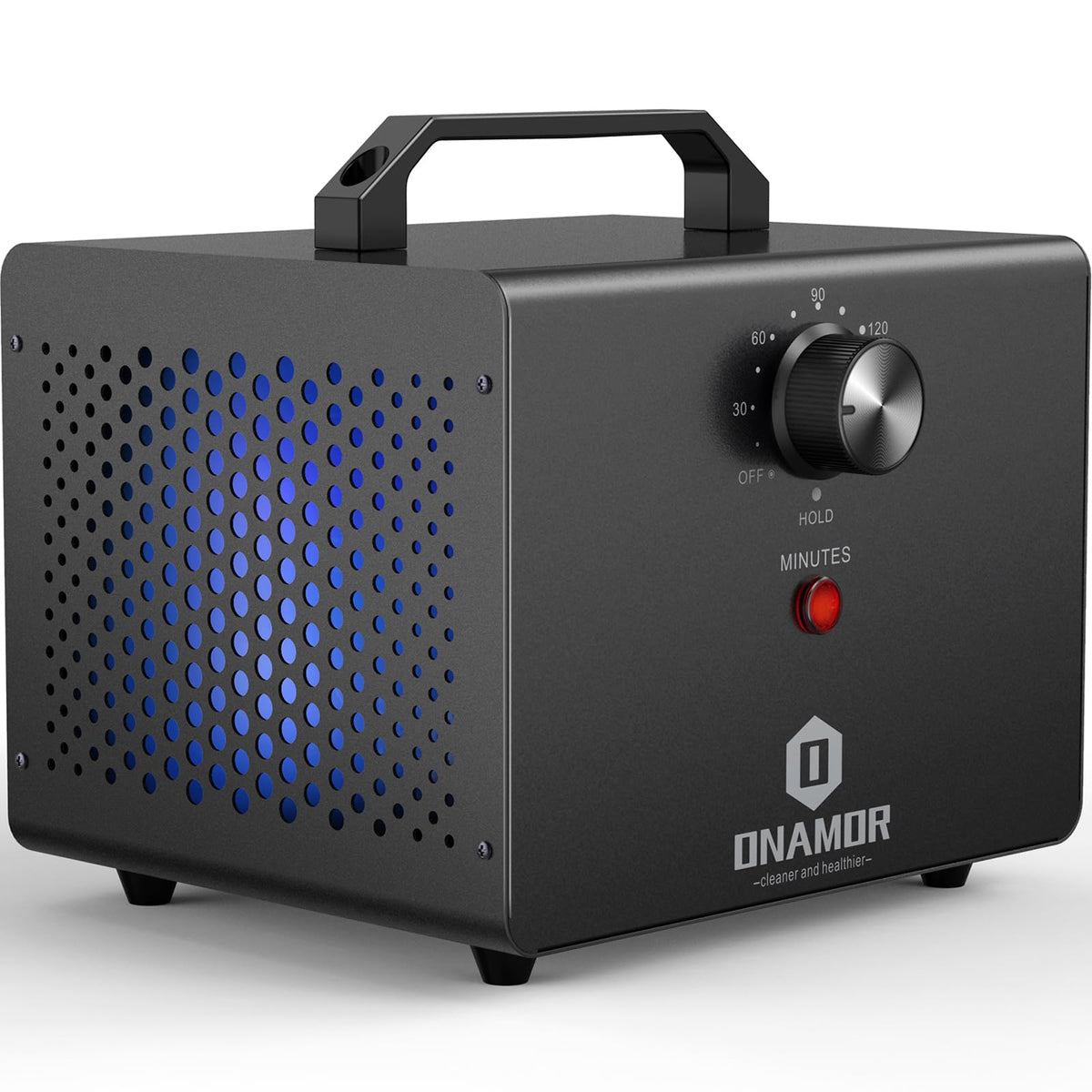 ONAMOR ozone generator front view showing powerful deodorizing capability for large spaces