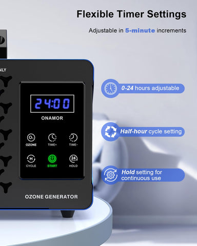 ONAMOR ozone generator metal shell underscores durability and easy cleaning.