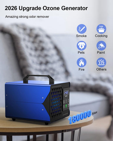 ONAMOR ozone generator side panel shows sturdy construction for long-lasting use.