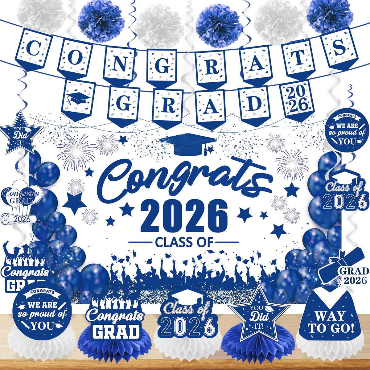 ONANNA class-of-2026 banner enhances photoshoots with bold blue and white celebration