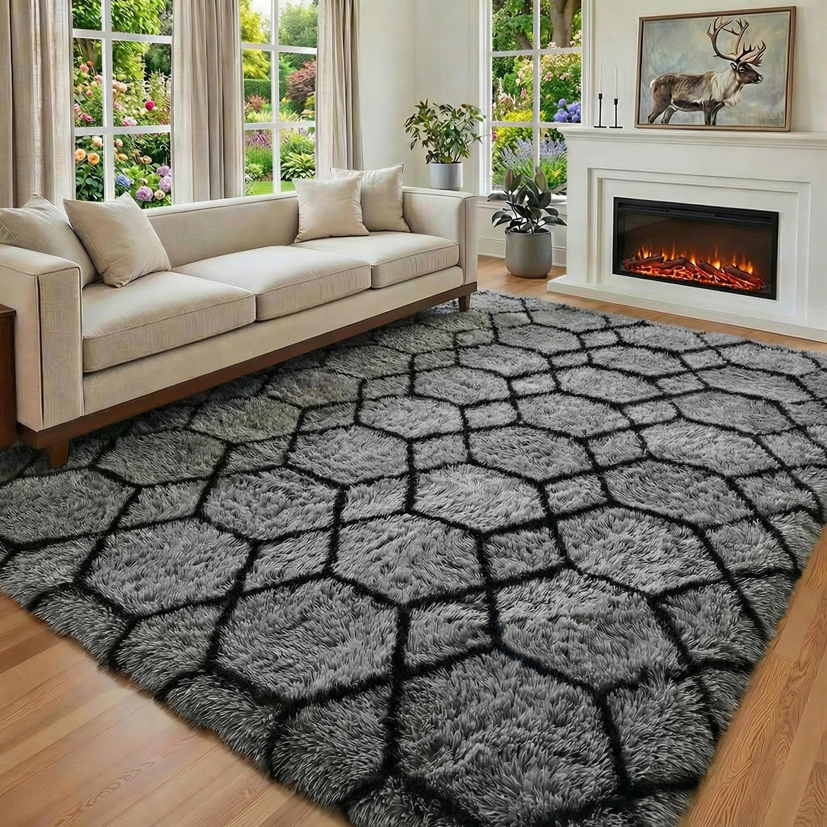 ONASAR 6x9 area rug with geometric pattern adds stylish warmth to living spaces.