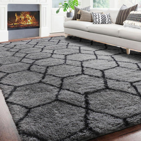 ONASAR rug features anti-slip backing for safer placement on hard floors.