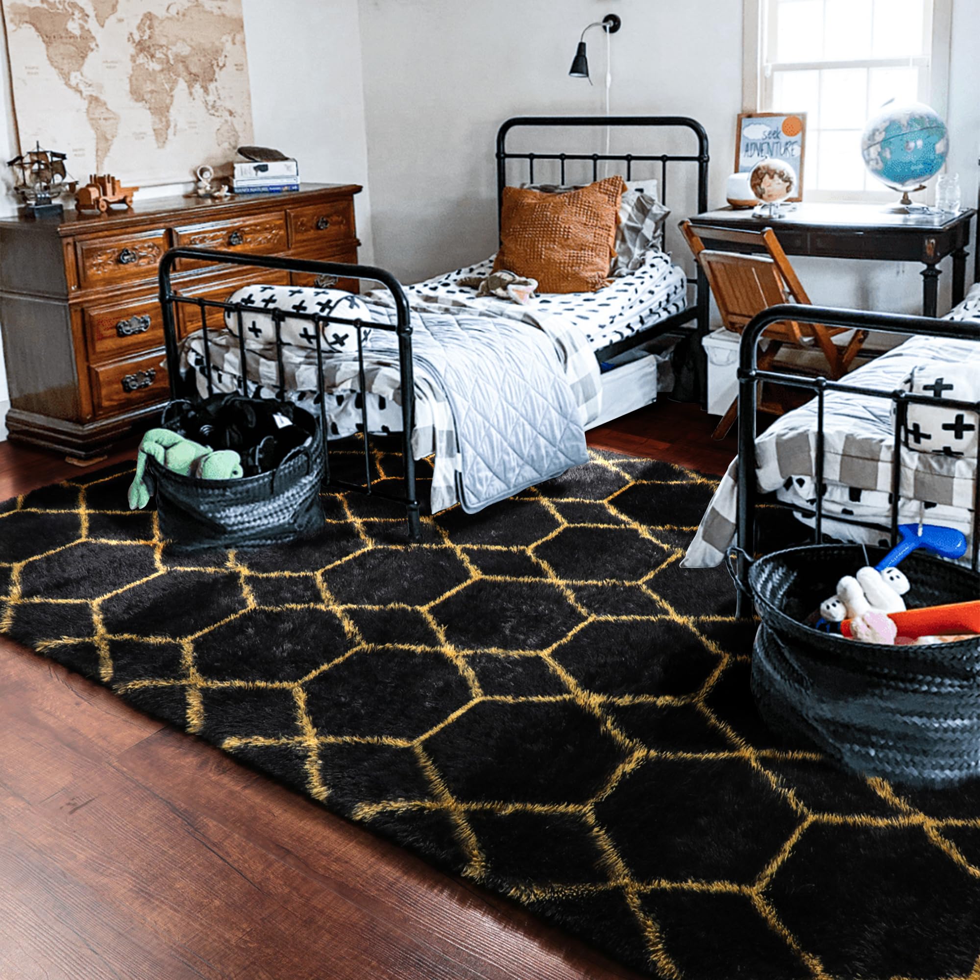 ONASAR dorm room decor rug adds chic warmth to a study area