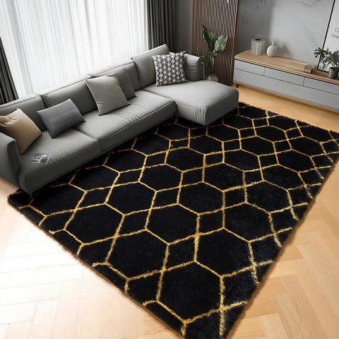 ONASAR fluffy 5x8 rug in a living room showing plush softness underfoot