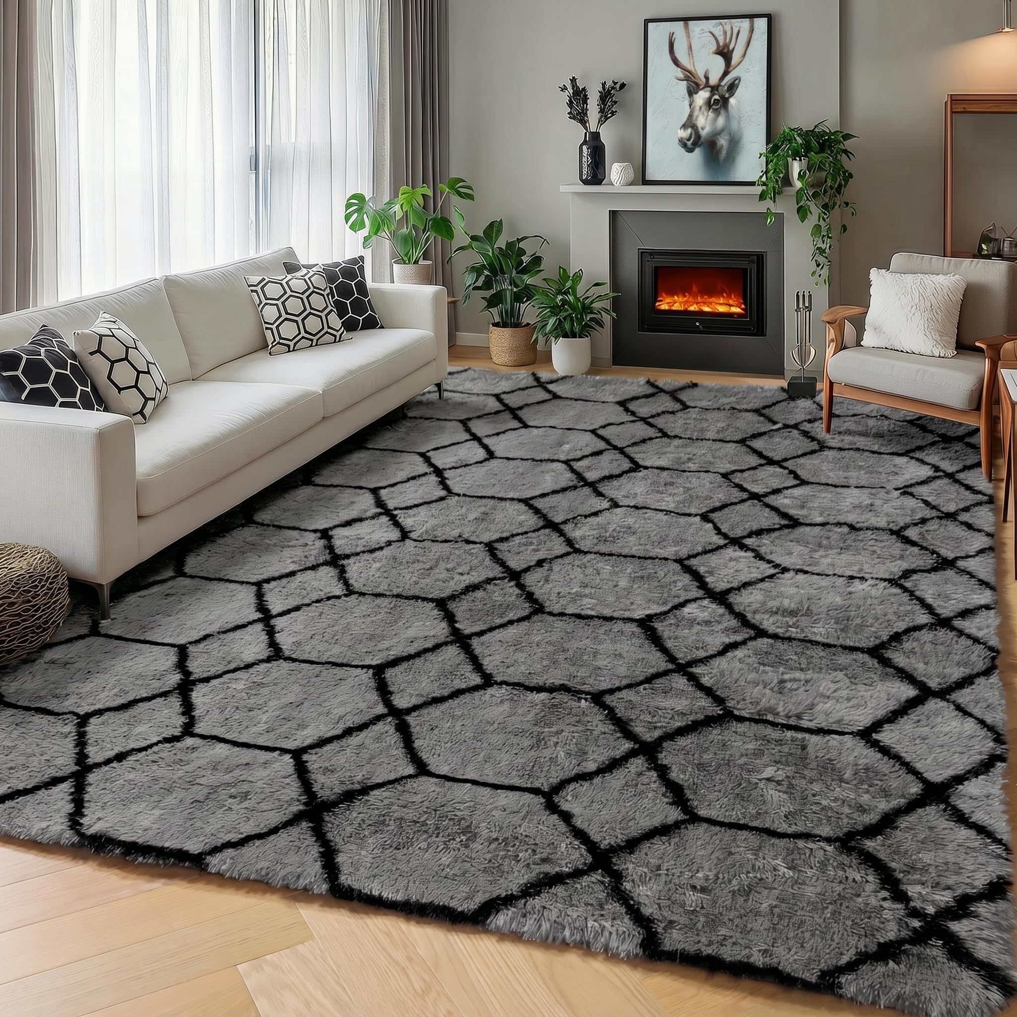ONASAR rug anti-slip backing keeps it securely in place on floors.