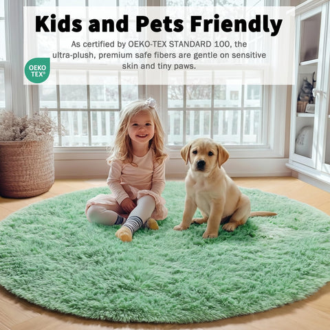 ONASAR sage-green-round-rug ideal for kids' playroom activities