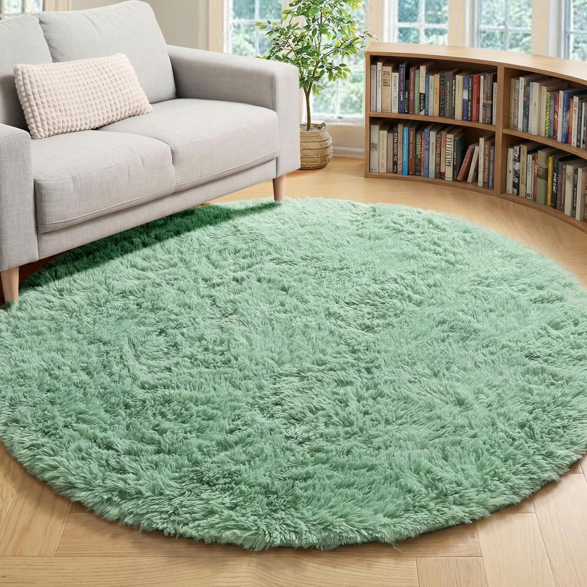 ONASAR sage-green-round-rug soft-plush texture for kids' rooms